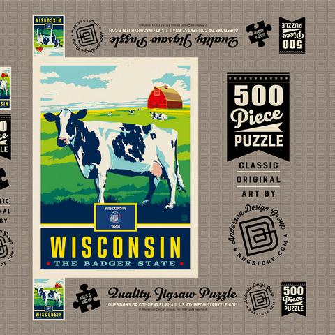 Wisconsin: The Badger State 500 Puzzle Schachtel 3D Modell
