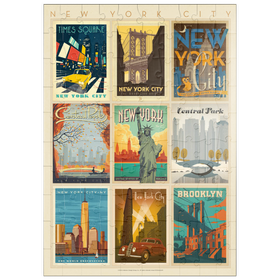 Darstellung des Puzzle Motivs New York City: Multi-Image Print - Edition 1, Vintage Poster - Puzzleteile: 100