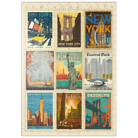 Darstellung des Puzzle Motivs New York City: Multi-Image Print - Edition 1, Vintage Poster - Puzzleteile: 200