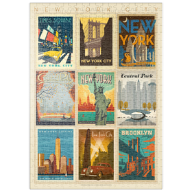 Darstellung des Puzzle Motivs New York City: Multi-Image Print - Edition 1, Vintage Poster - Puzzleteile: 500