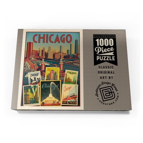 Chicago: Multi-Image Collage Print, Vintage Poster 1000 Puzzle Schachtel Ansicht3