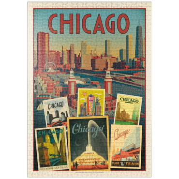 puzzleplate Chicago: Multi-Image Collage Print, Vintage Poster 1000 Puzzle