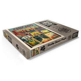 Darstellung des Puzzle Motivs Chicago: Multi-Image Collage Print, Vintage Poster - Puzzleteile: 100