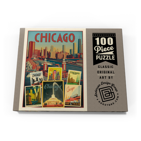 Chicago: Multi-Image Collage Print, Vintage Poster 100 Puzzle Schachtel Ansicht3