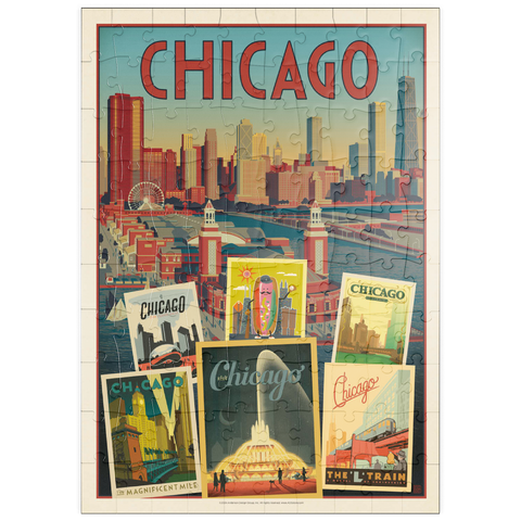 puzzleplate Chicago: Multi-Image Collage Print, Vintage Poster 100 Puzzle