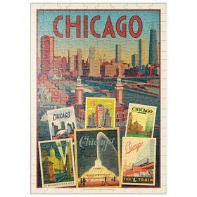 Darstellung des Puzzle Motivs Chicago: Multi-Image Collage Print, Vintage Poster - Puzzleteile: 200