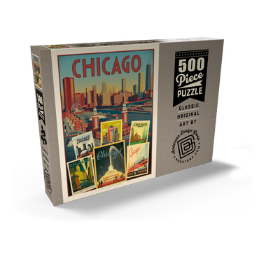 Chicago: Multi-Image Collage Print, Vintage Poster 500 Puzzle Schachtel Ansicht2