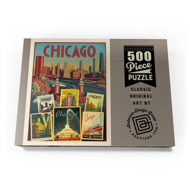 Chicago: Multi-Image Collage Print, Vintage Poster 500 Puzzle Schachtel Ansicht3
