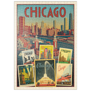 puzzleplate Chicago: Multi-Image Collage Print, Vintage Poster 500 Puzzle