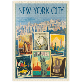 Darstellung des Puzzle-Motivs New York City: Multi-Image Collage Print, Vintage Poster – Puzzleteile: 1000