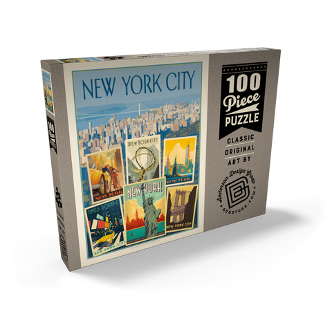 New York City: Multi-Image Collage Print, Vintage Poster 100 Puzzle Schachtel Ansicht2