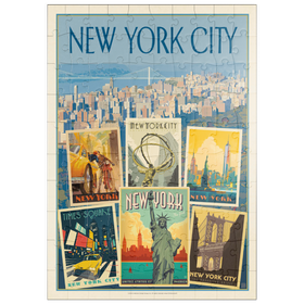 Darstellung des Puzzle Motivs New York City: Multi-Image Collage Print, Vintage Poster - Puzzleteile: 100