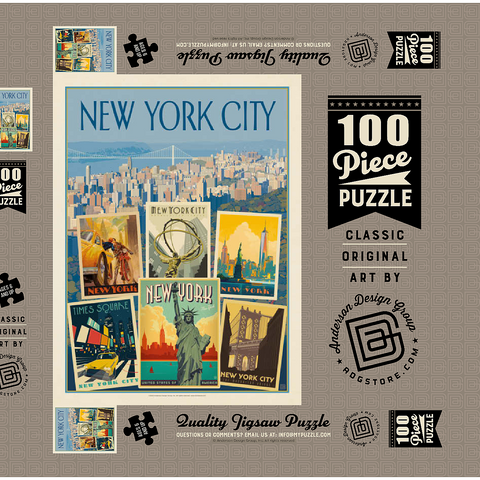 New York City: Multi-Image Collage Print, Vintage Poster 100 Puzzle Schachtel 3D Modell
