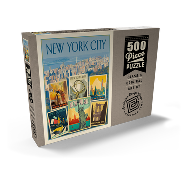 New York City: Multi-Image Collage Print, Vintage Poster 500 Puzzle Schachtel Ansicht2