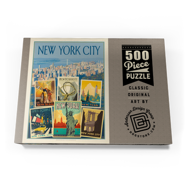New York City: Multi-Image Collage Print, Vintage Poster 500 Puzzle Schachtel Ansicht3