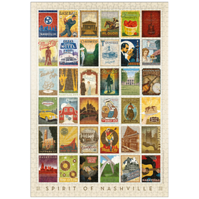 Darstellung des Puzzle-Motivs Spirit of Nashville, Collector’s Print, Vintage Poster – Puzzleteile: 1000