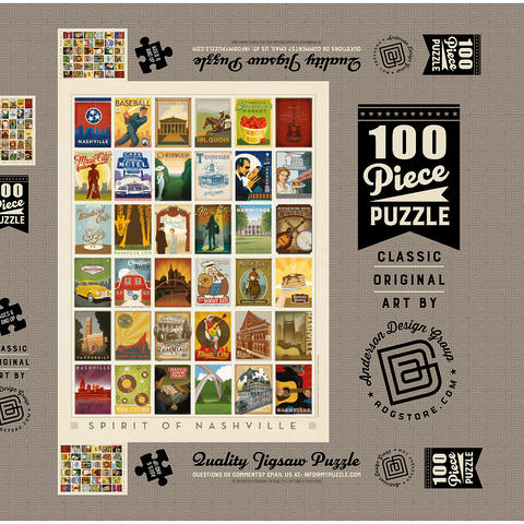 Spirit of Nashville, Collector’s Print, Vintage Poster 100 Puzzle Schachtel 3D Modell