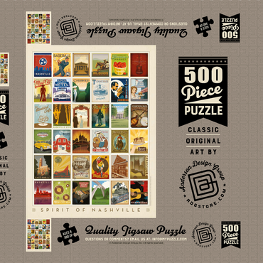 Spirit of Nashville, Collector’s Print, Vintage Poster 500 Puzzle Schachtel 3D Modell