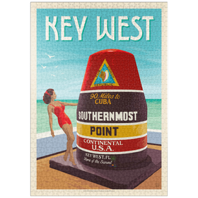 Darstellung des Puzzle Motivs Key West, Florida, Vintage Poster - Puzzleteile: 1000