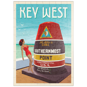 Darstellung des Puzzle Motivs Key West, Florida, Vintage Poster - Puzzleteile: 100