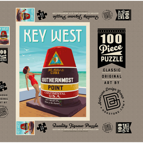 Key West, Florida, Vintage Poster 100 Puzzle Schachtel 3D Modell