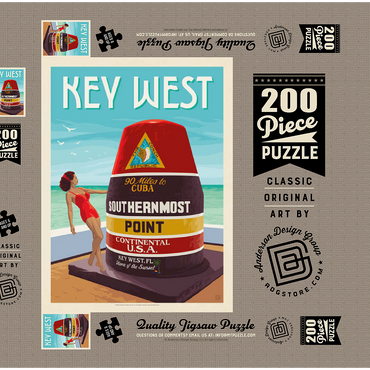 Key West, Florida, Vintage Poster 200 Puzzle Schachtel 3D Modell