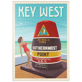 Darstellung des Puzzle Motivs Key West, Florida, Vintage Poster - Puzzleteile: 500