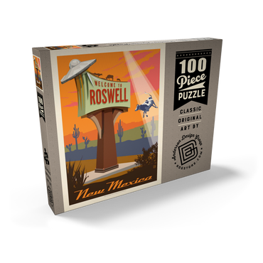 Roswell, New Mexico, Vintage Poster 100 Puzzle Schachtel Ansicht2