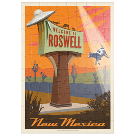 Darstellung des Puzzle Motivs Roswell, New Mexico, Vintage Poster - Puzzleteile: 100