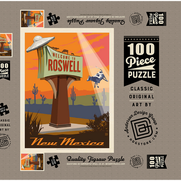 Roswell, New Mexico, Vintage Poster 100 Puzzle Schachtel 3D Modell