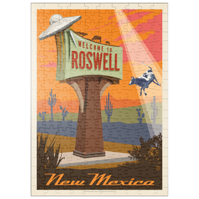 Darstellung des Puzzle Motivs Roswell, New Mexico, Vintage Poster - Puzzleteile: 200