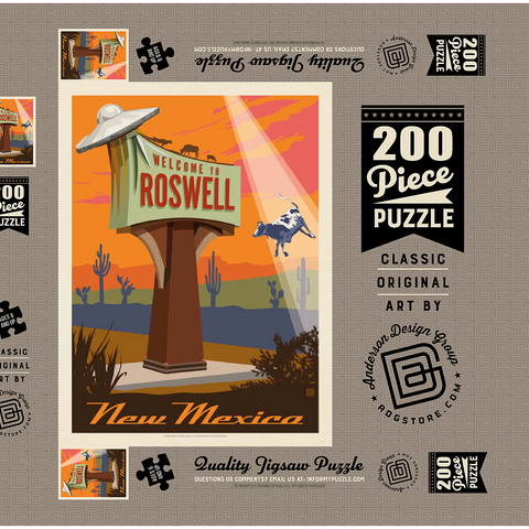 Roswell, New Mexico, Vintage Poster 200 Puzzle Schachtel 3D Modell