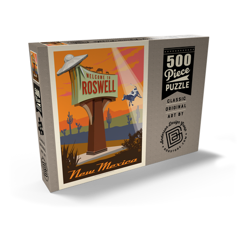 Roswell, New Mexico, Vintage Poster 500 Puzzle Schachtel Ansicht2