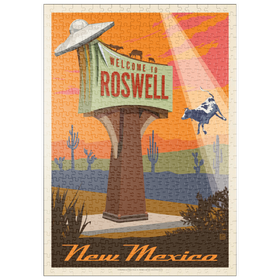 Darstellung des Puzzle Motivs Roswell, New Mexico, Vintage Poster - Puzzleteile: 500