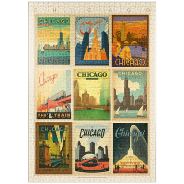 puzzleplate Chicago: Multi-Image Print - Edition 1, Vintage Poster 1000 Puzzle
