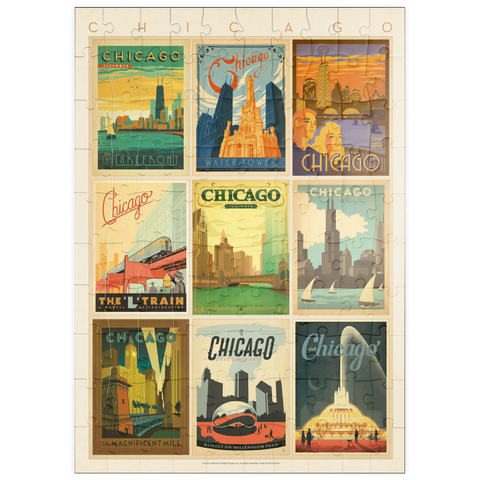 puzzleplate Chicago: Multi-Image Print - Edition 1, Vintage Poster 100 Puzzle