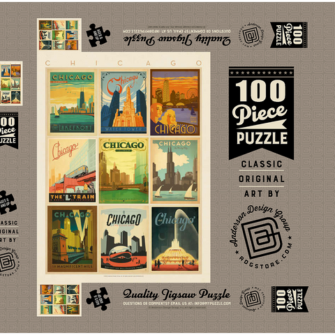 Chicago: Multi-Image Print - Edition 1, Vintage Poster 100 Puzzle Schachtel 3D Modell