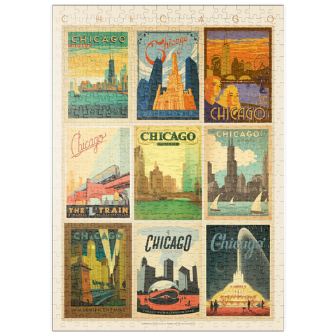 puzzleplate Chicago: Multi-Image Print - Edition 1, Vintage Poster 500 Puzzle