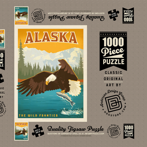 Alaska: Eagle, Vintage Poster 1000 Puzzle Schachtel 3D Modell