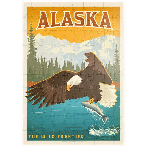 puzzleplate Alaska: Eagle, Vintage Poster 100 Puzzle