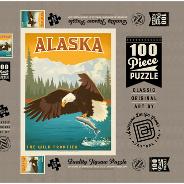 Alaska: Eagle, Vintage Poster 100 Puzzle Schachtel 3D Modell