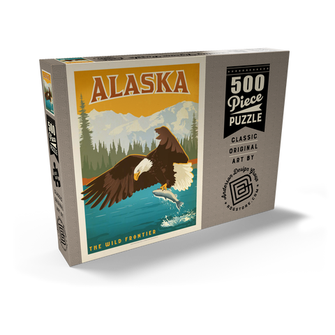 Alaska: Eagle, Vintage Poster 500 Puzzle Schachtel Ansicht2