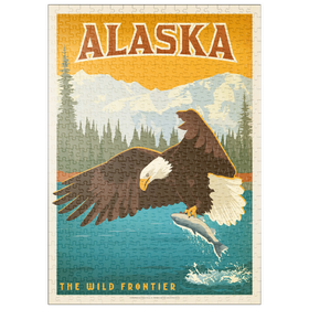 Darstellung des Puzzle Motivs Alaska: Eagle, Vintage Poster - Puzzleteile: 500