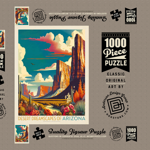 Arizona: Desert Dreamscape, Vintage Poster 1000 Puzzle Schachtel 3D Modell