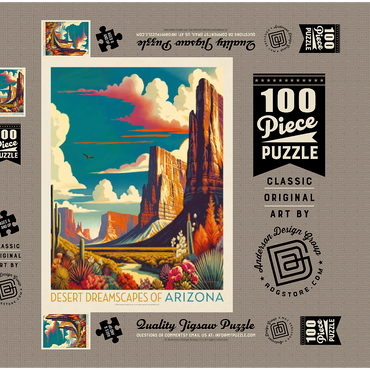 Arizona: Desert Dreamscape, Vintage Poster 100 Puzzle Schachtel 3D Modell