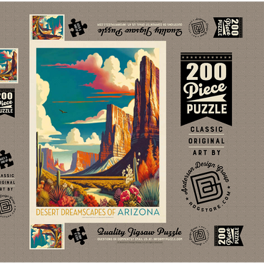 Arizona: Desert Dreamscape, Vintage Poster 200 Puzzle Schachtel 3D Modell