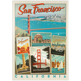 Darstellung des Puzzle-Motivs San Francisco: Multi-Image Collage Print, Vintage Poster – Puzzleteile: 1000
