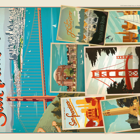 San Francisco: Multi-Image Collage Print, Vintage Poster 1000 Puzzle 3D Modell