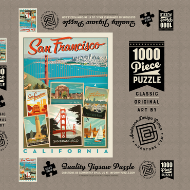San Francisco: Multi-Image Collage Print, Vintage Poster 1000 Puzzle Schachtel 3D Modell