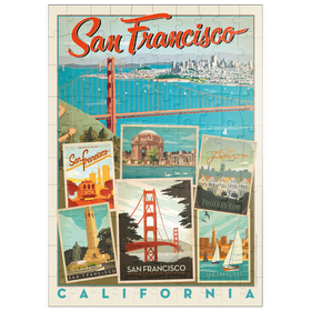 Darstellung des Puzzle Motivs San Francisco: Multi-Image Collage Print, Vintage Poster - Puzzleteile: 100